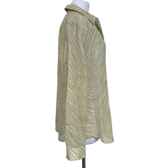 Chico's Semi Sheer Effortless Danise Shirt Blouse Top Brushstroke Animal Print 3 - Picture 3 of 6